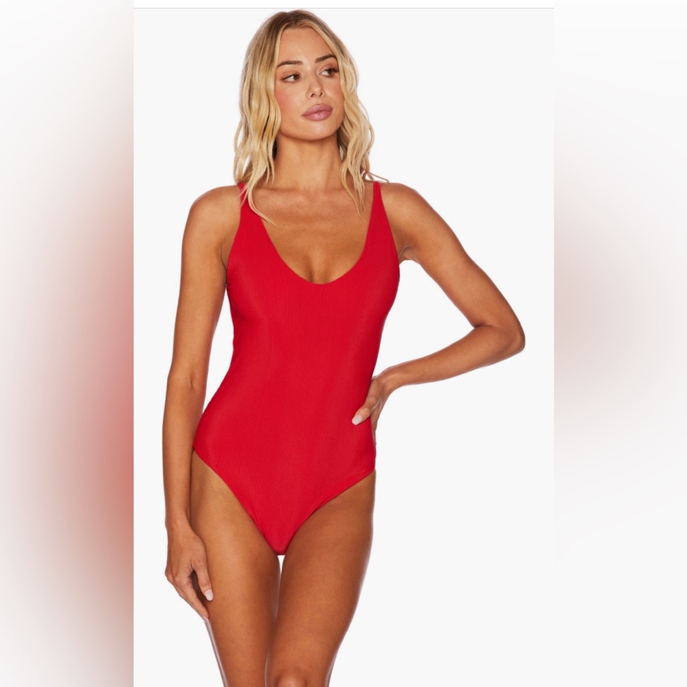 Beach Riot Reese Rib One-Piece Swimsuit, Red, Size X-Large, $148